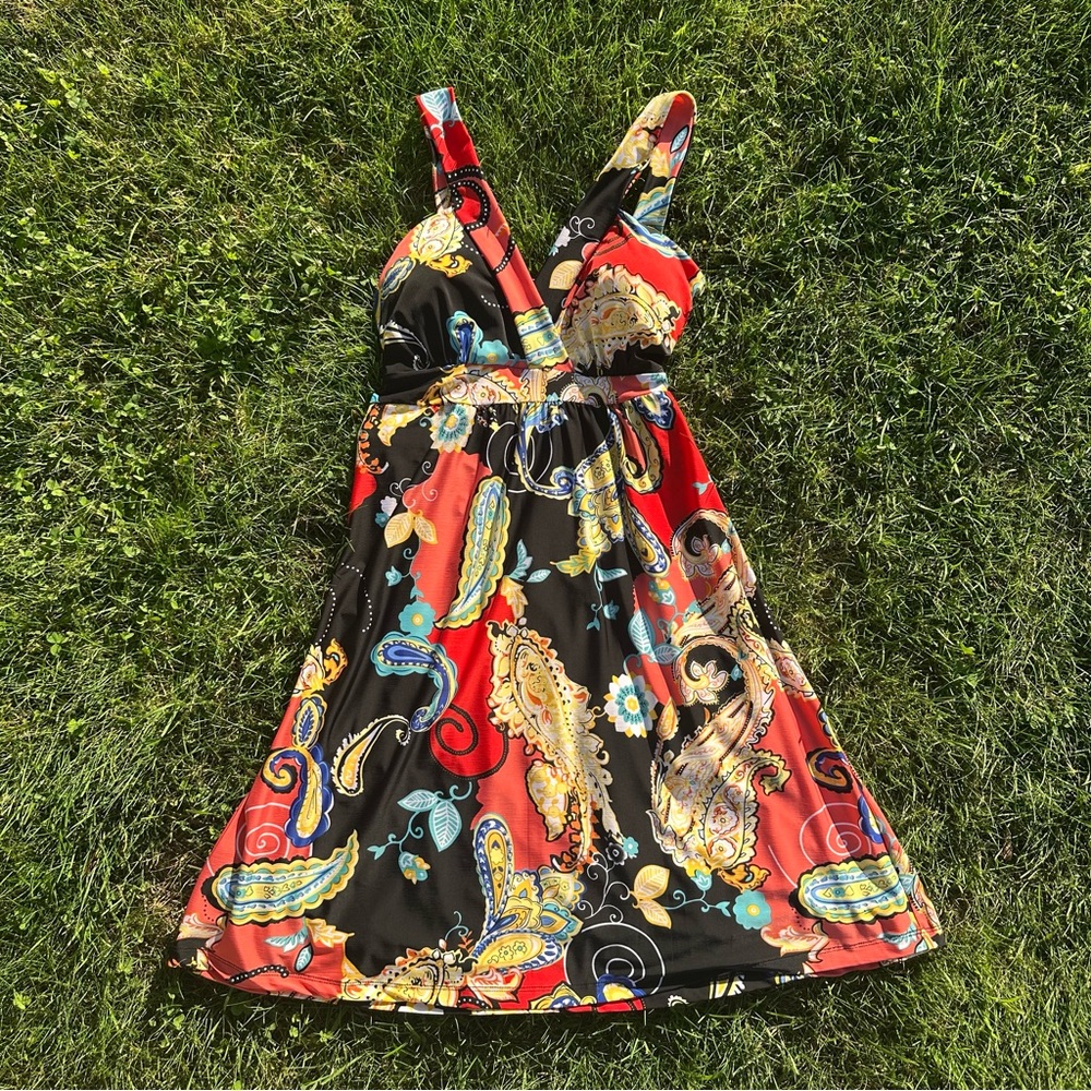 Pretty Young Thing Red and Black Paisley Women’s Dress